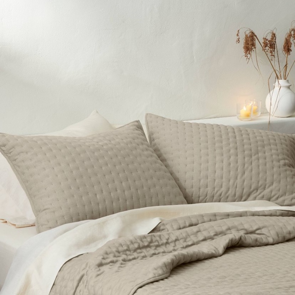 CASALUNA NWT cashmere blend quilted pillow sham- dark sand- standard
